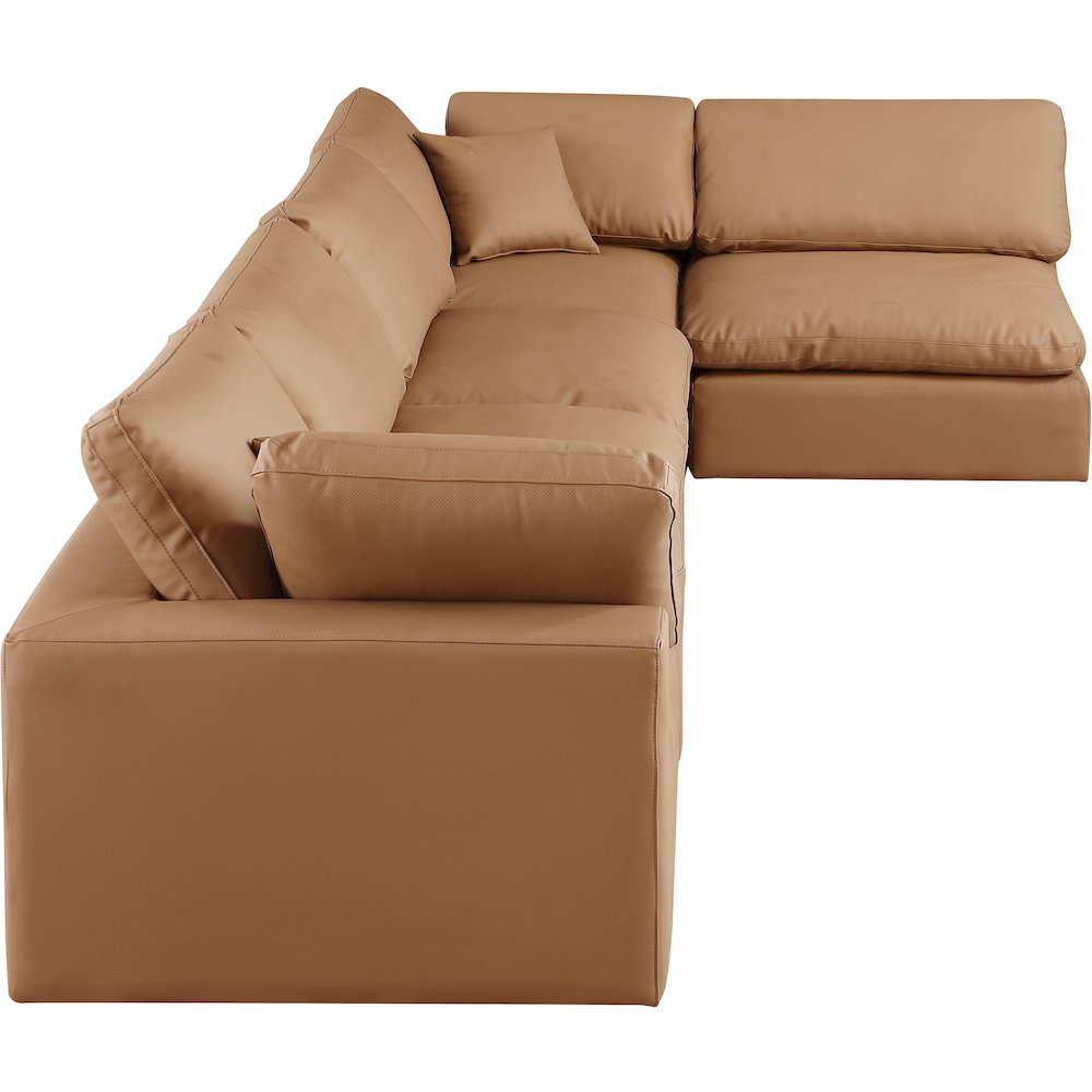 Comfy Cognac Vegan Leather Modular Sectional