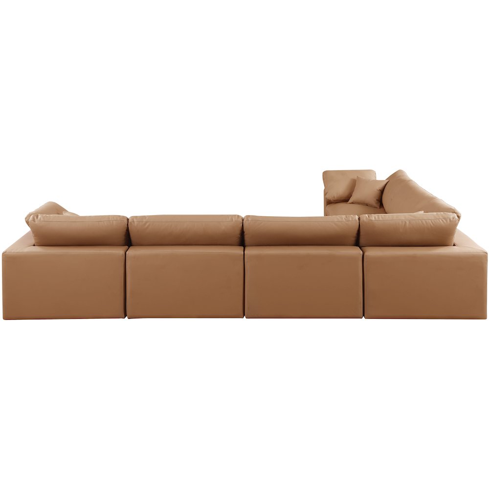 Comfy Cognac Vegan Leather Modular Sectional