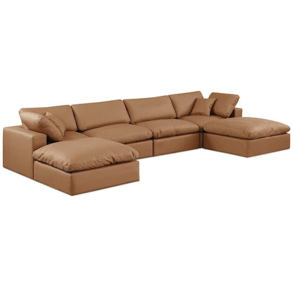 Comfy Cognac Vegan Leather Modular Sectional