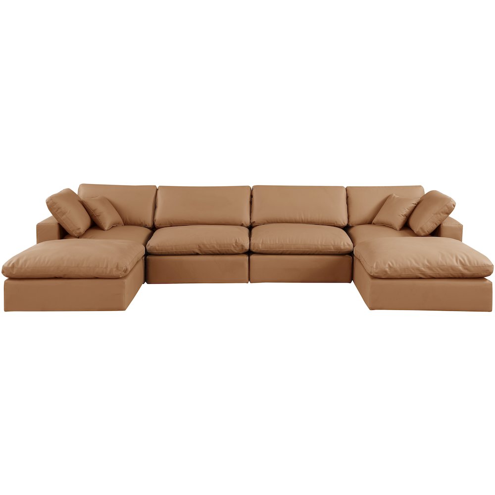 Comfy Cognac Vegan Leather Modular Sectional
