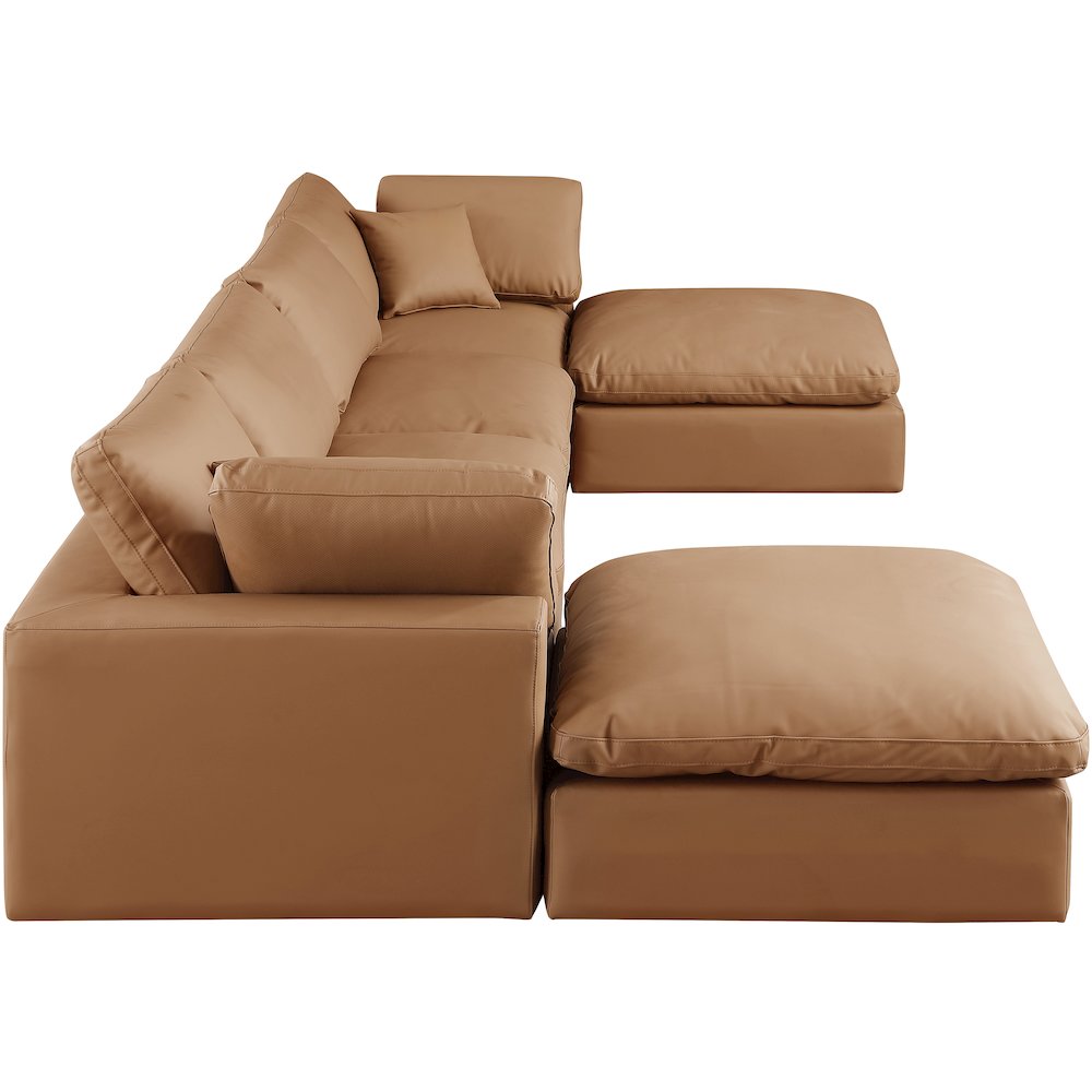 Comfy Cognac Vegan Leather Modular Sectional