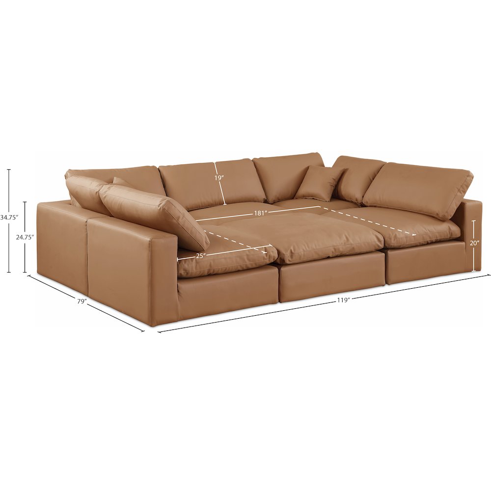 Comfy Cognac Vegan Leather Modular Sectional