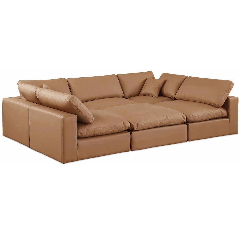 Comfy Cognac Vegan Leather Modular Sectional