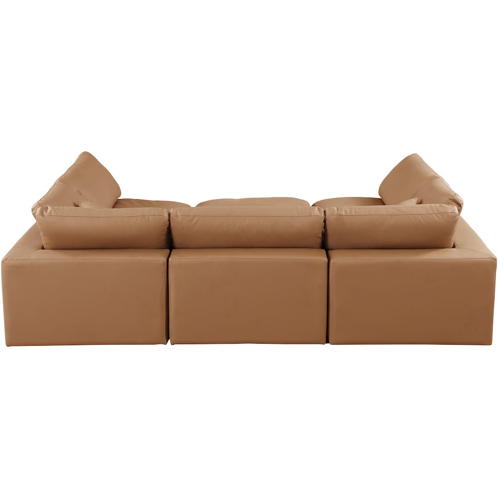 Comfy Cognac Vegan Leather Modular Sectional