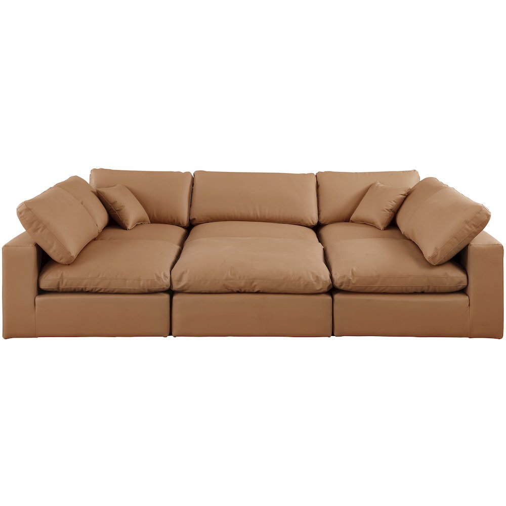 Comfy Cognac Vegan Leather Modular Sectional