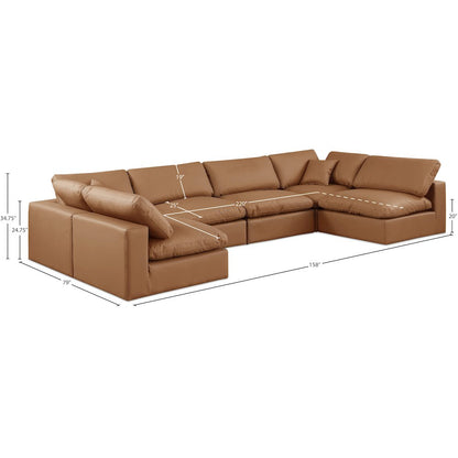 Comfy Cognac Vegan Leather Modular Sectional