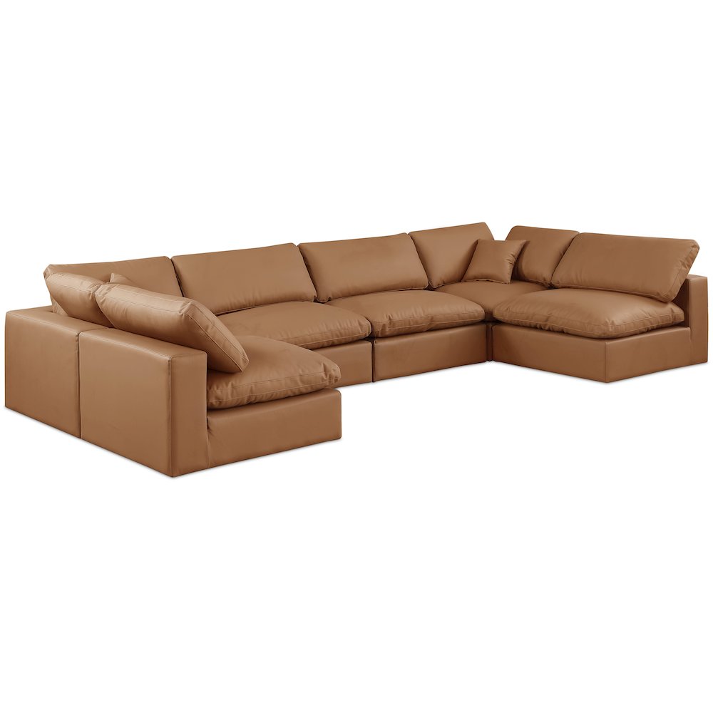 Comfy Cognac Vegan Leather Modular Sectional