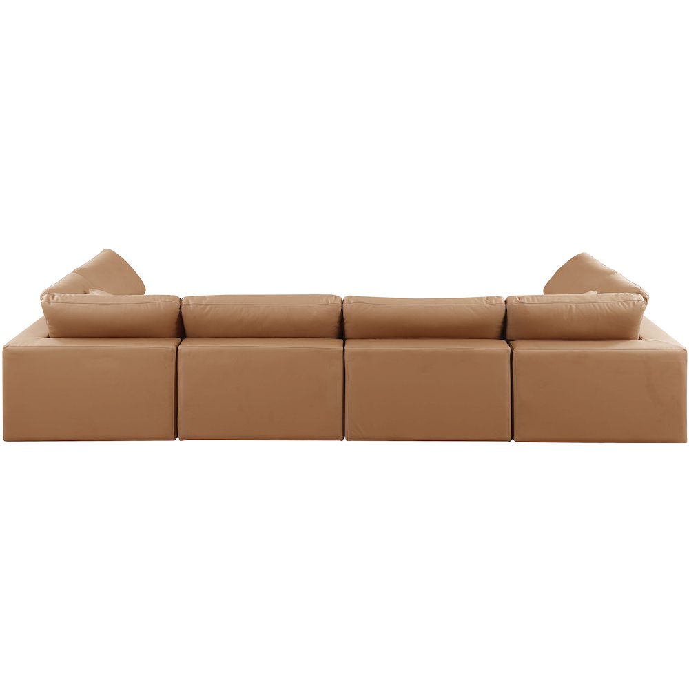 Comfy Cognac Vegan Leather Modular Sectional