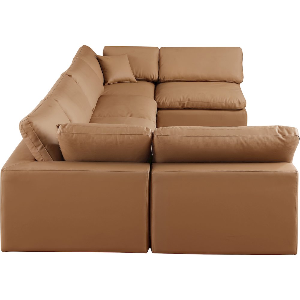 Comfy Cognac Vegan Leather Modular Sectional
