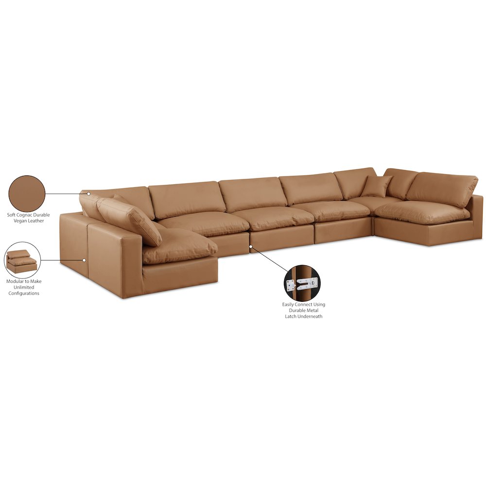 Comfy Cognac Vegan Leather Modular Sectional