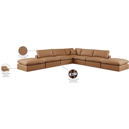 Comfy Cognac Vegan Leather Modular Sectional