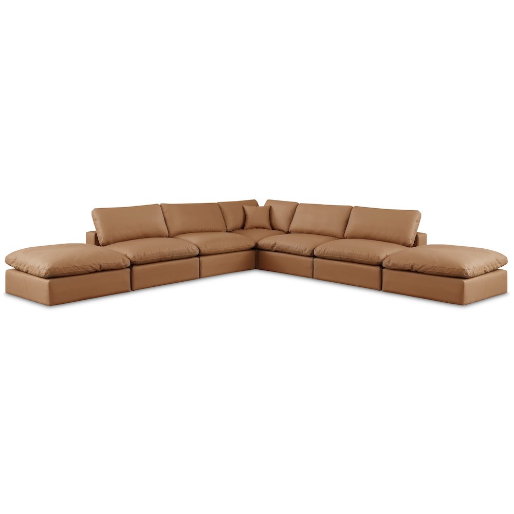 Comfy Cognac Vegan Leather Modular Sectional