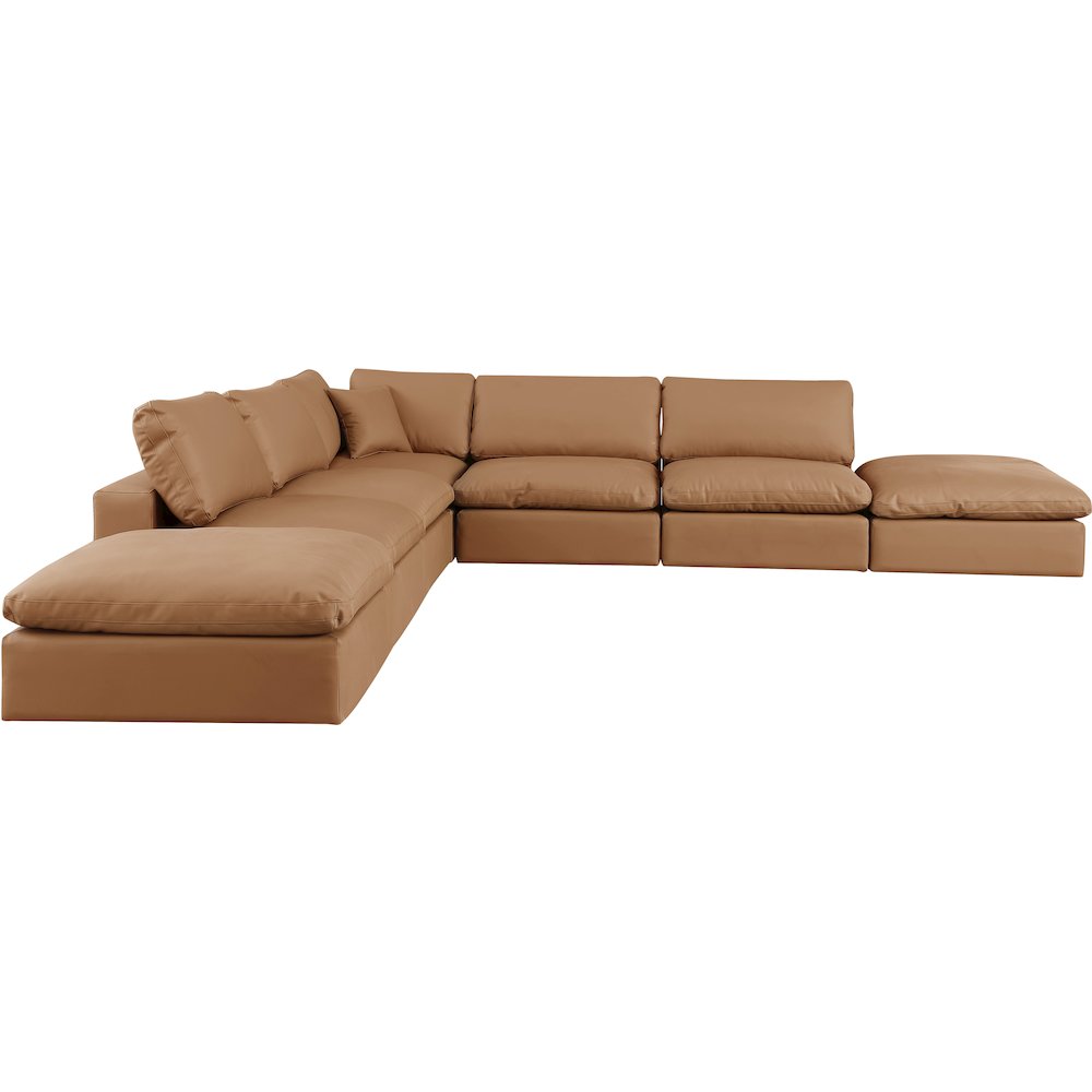 Comfy Cognac Vegan Leather Modular Sectional
