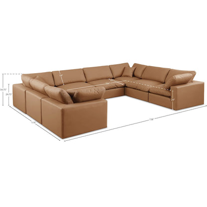 Comfy Cognac Vegan Leather Modular Sectional