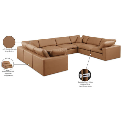 Comfy Cognac Vegan Leather Modular Sectional