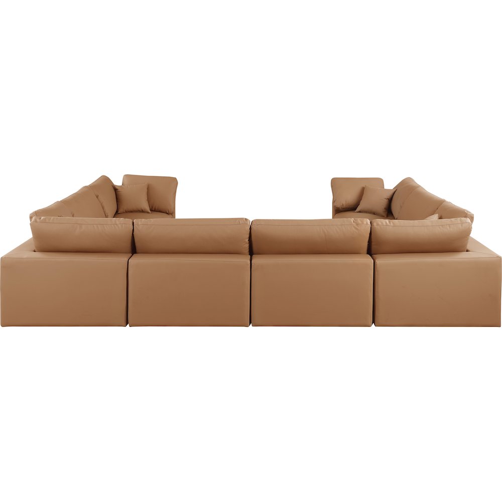 Comfy Cognac Vegan Leather Modular Sectional