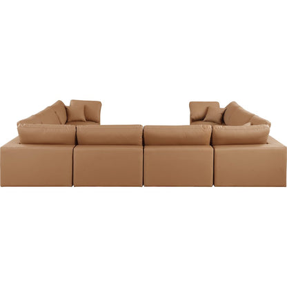 Comfy Cognac Vegan Leather Modular Sectional