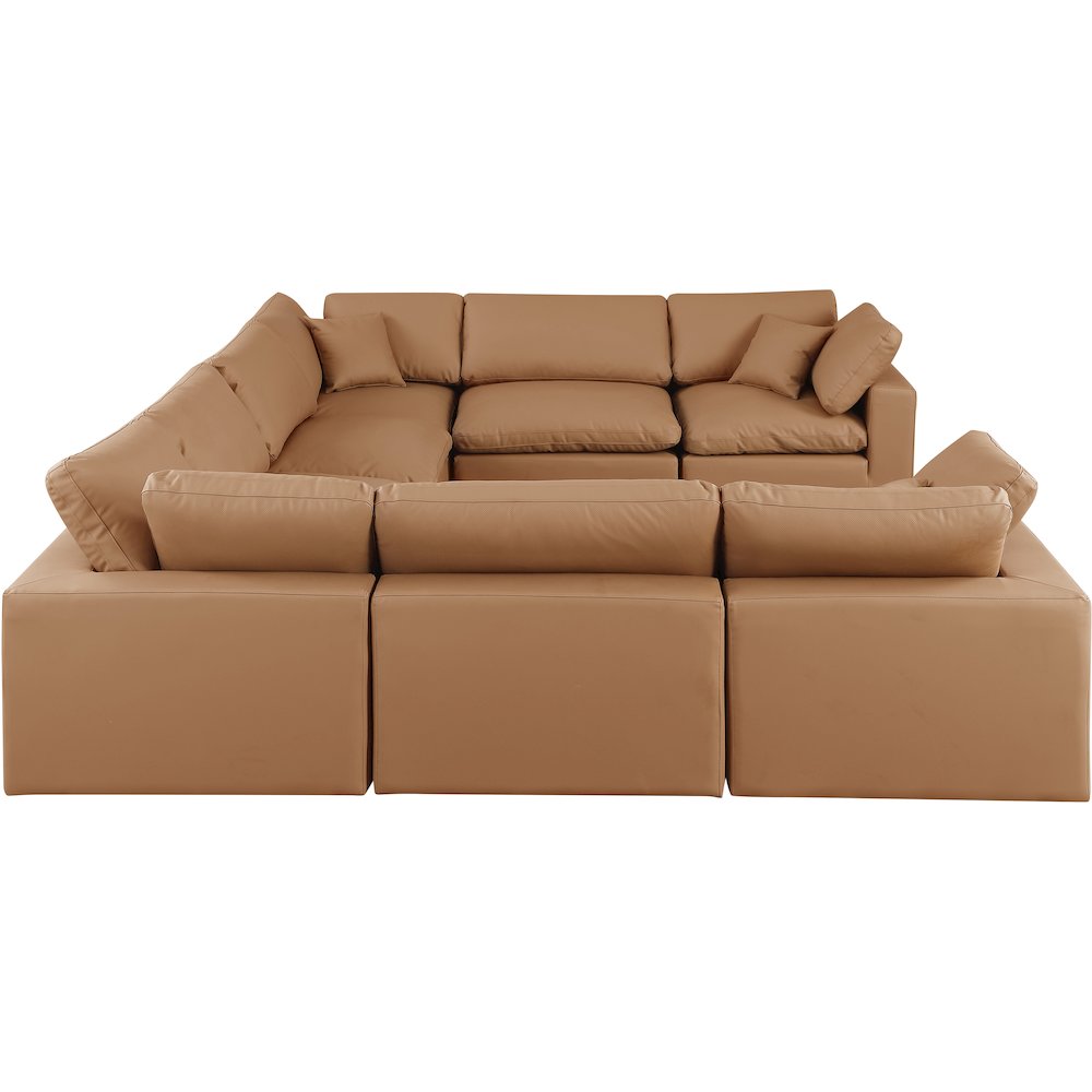 Comfy Cognac Vegan Leather Modular Sectional
