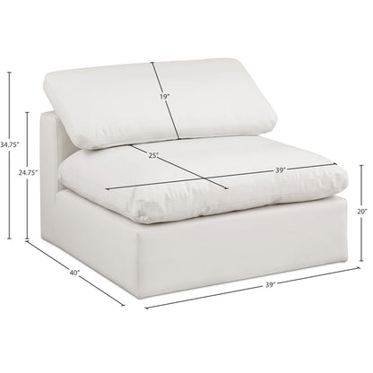 Comfy Cream Vegan Leather Modular Armless Chair