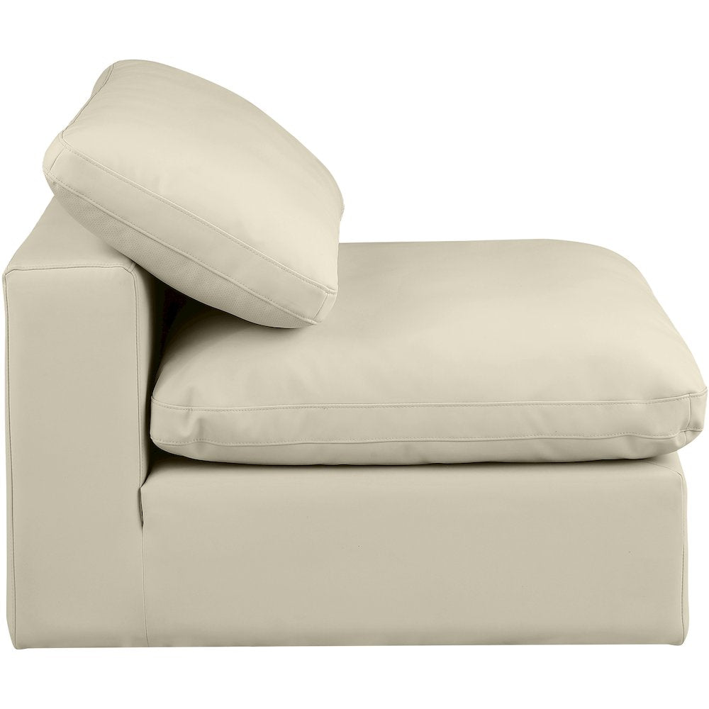 Comfy Cream Vegan Leather Modular Armless Chair