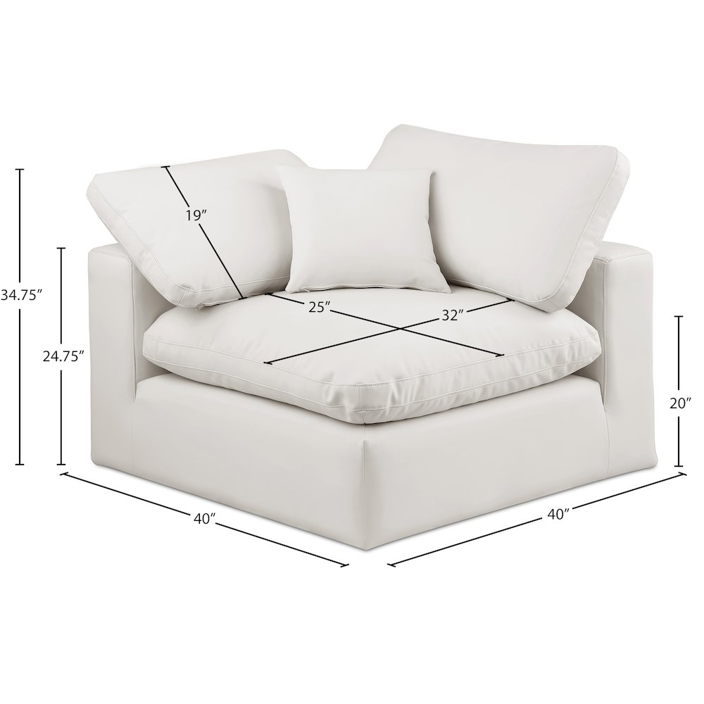 Comfy Cream Vegan Leather Modular Corner Chair