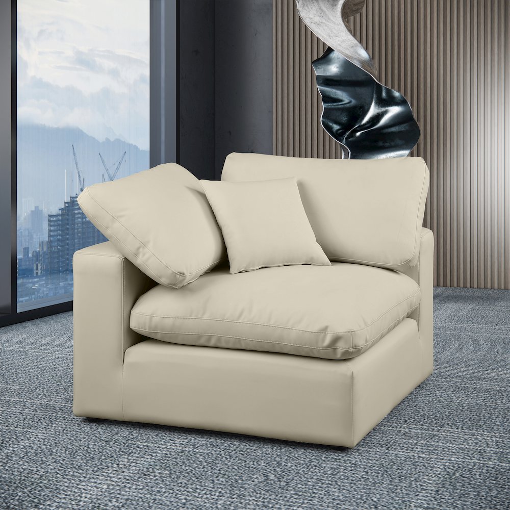 Comfy Cream Vegan Leather Modular Corner Chair