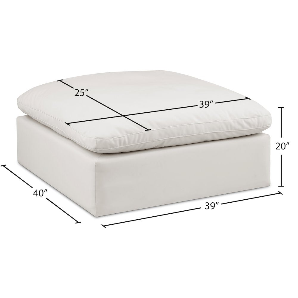 Comfy Cream Vegan Leather Modular Ottoman