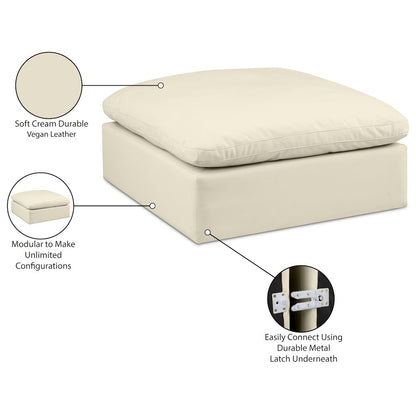 Comfy Cream Vegan Leather Modular Ottoman