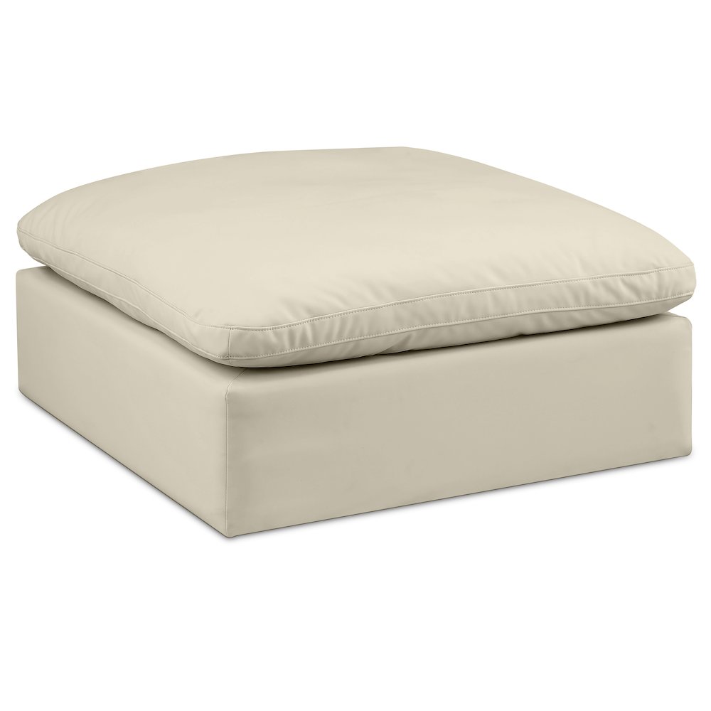 Comfy Cream Vegan Leather Modular Ottoman