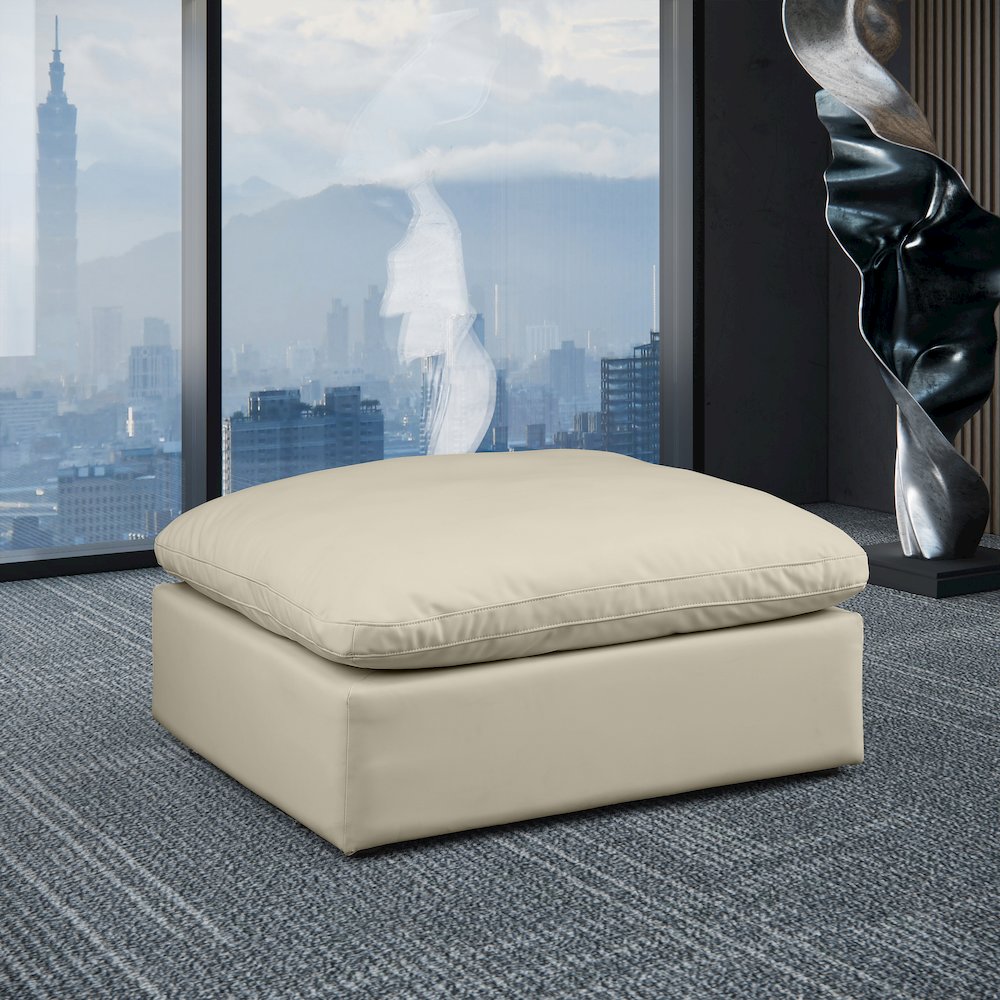 Comfy Cream Vegan Leather Modular Ottoman