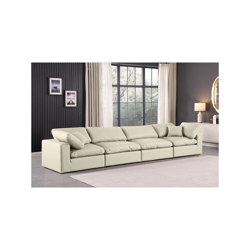Comfy Cream Vegan Leather Modular Sofa