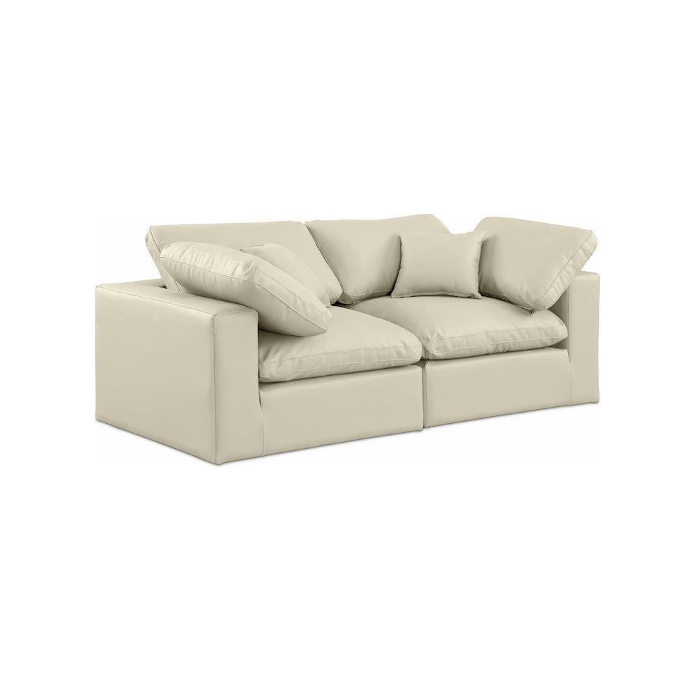 Comfy Cream Vegan Leather Modular Sofa