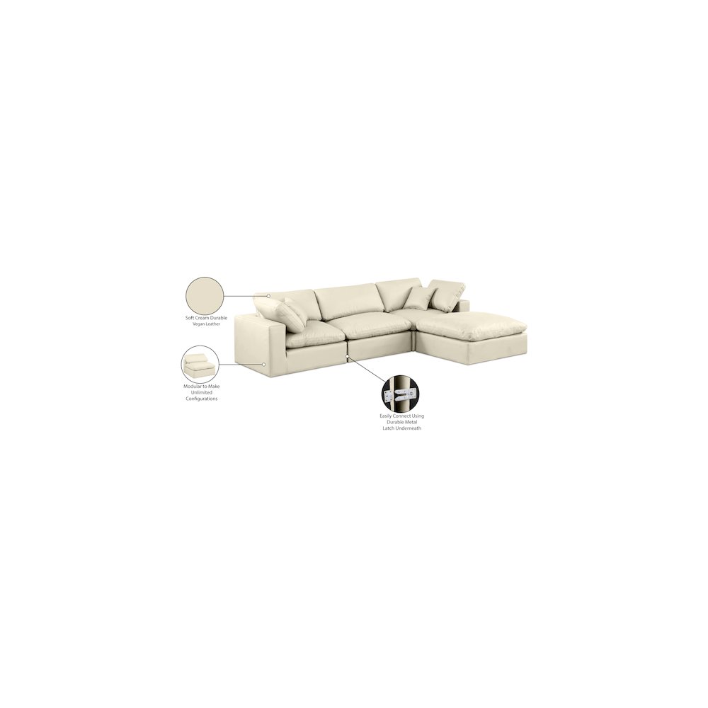 Comfy Cream Vegan Leather Modular Sectional