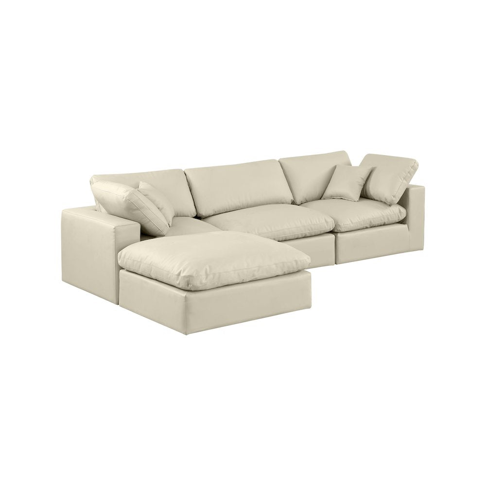 Comfy Cream Vegan Leather Modular Sectional