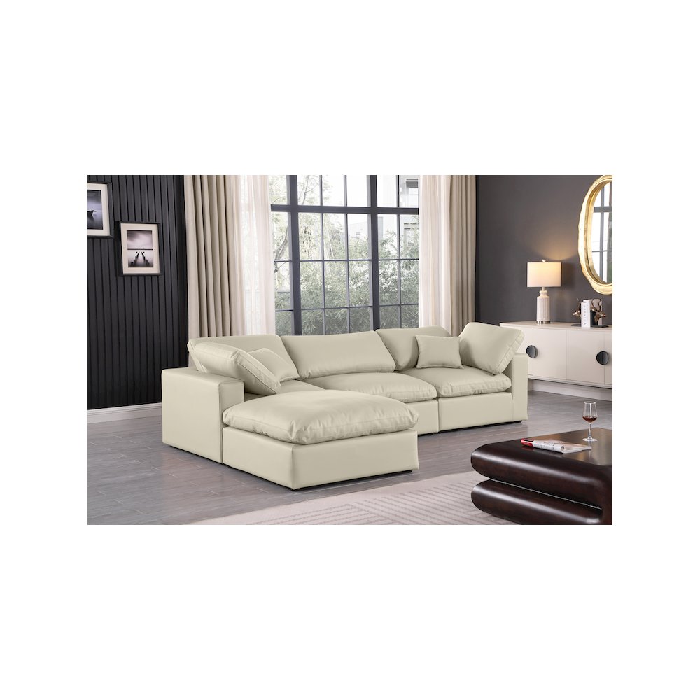 Comfy Cream Vegan Leather Modular Sectional