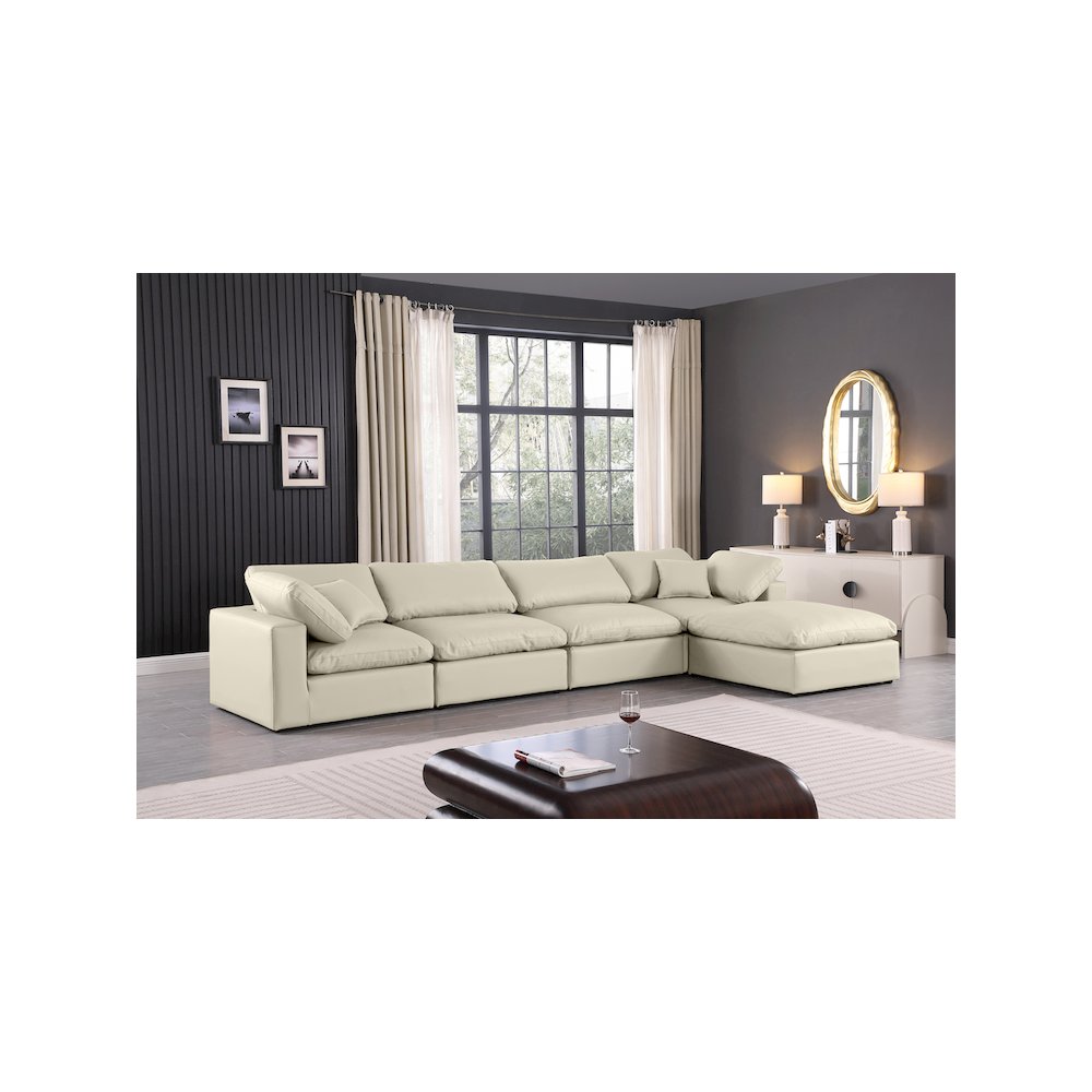 Comfy Cream Vegan Leather Modular Sectional