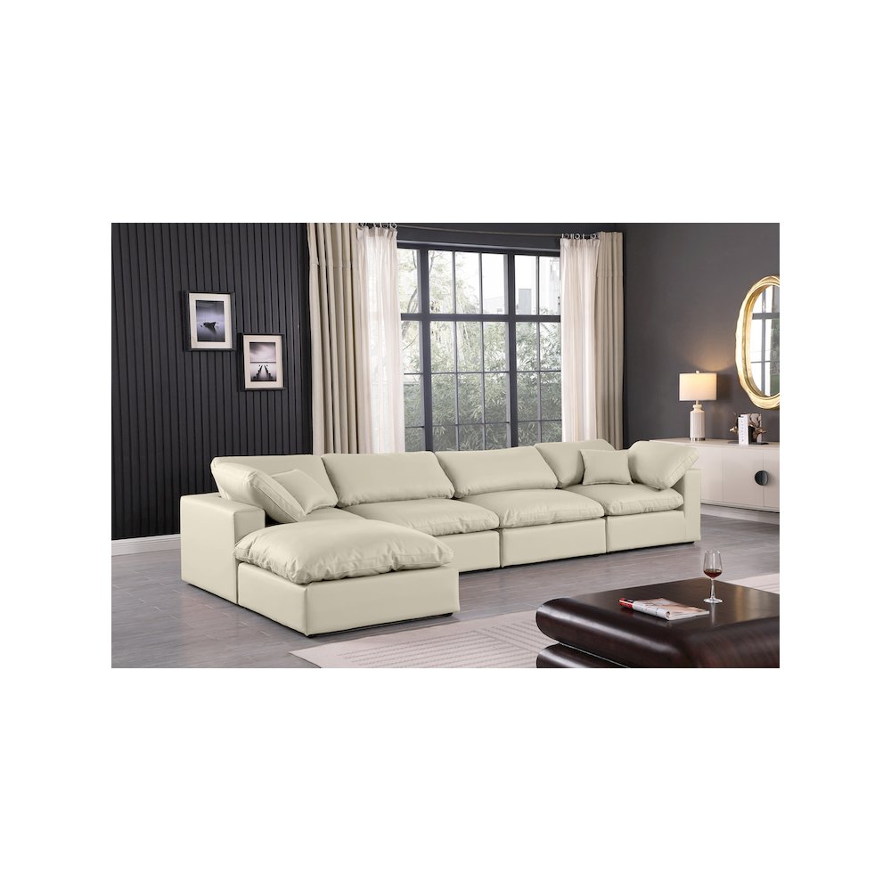 Comfy Cream Vegan Leather Modular Sectional