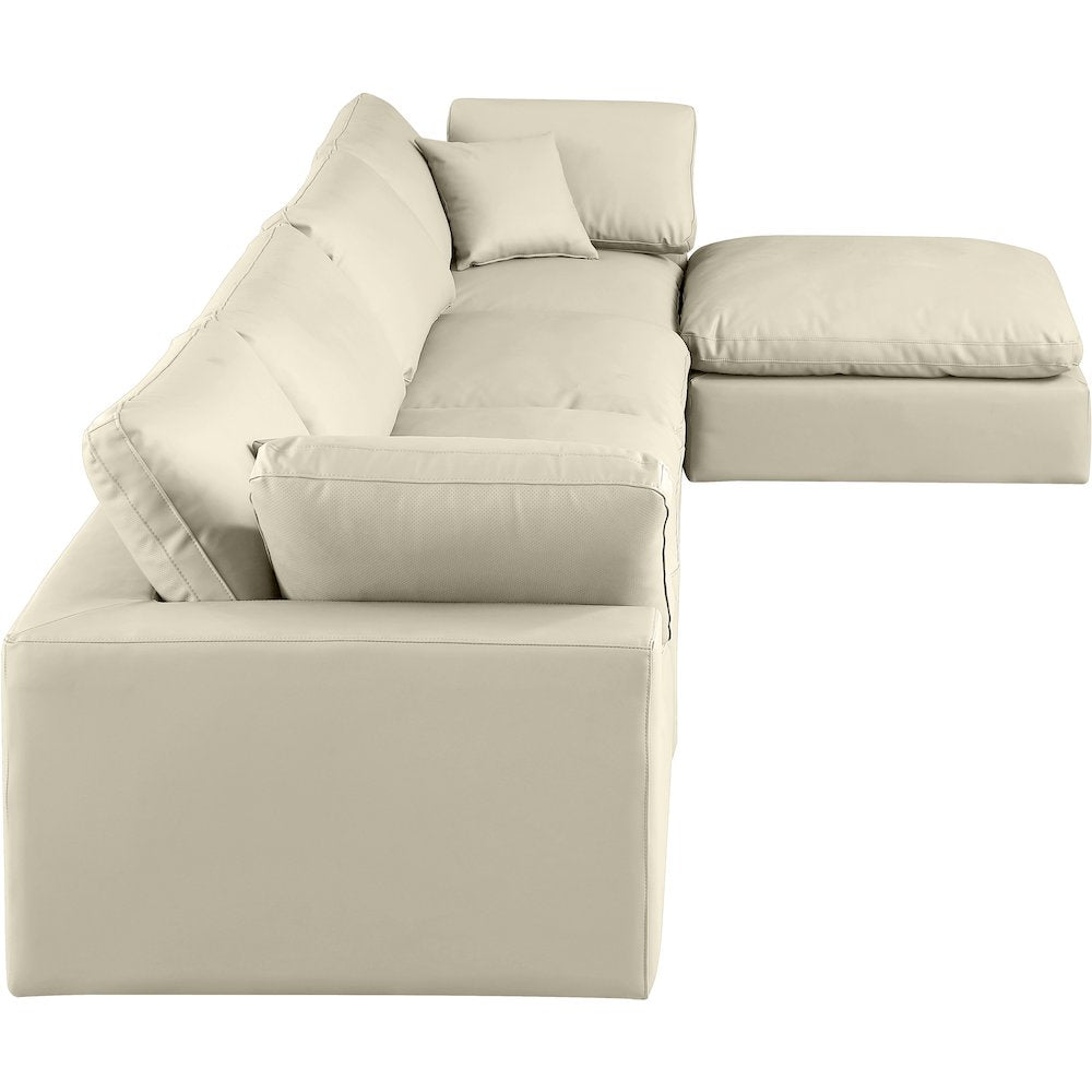 Comfy Cream Vegan Leather Modular Sectional
