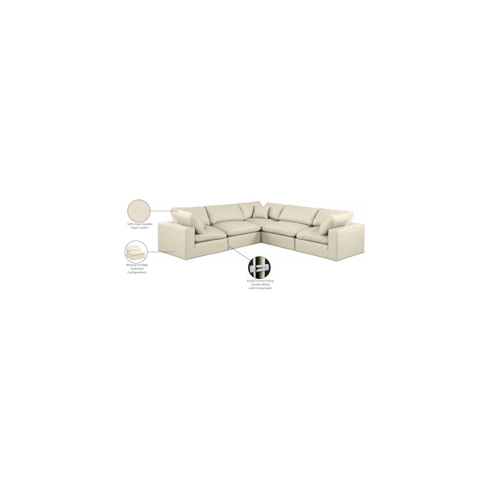 Comfy Cream Vegan Leather Modular Sectional