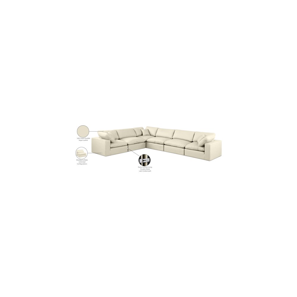 Comfy Cream Vegan Leather Modular Sectional