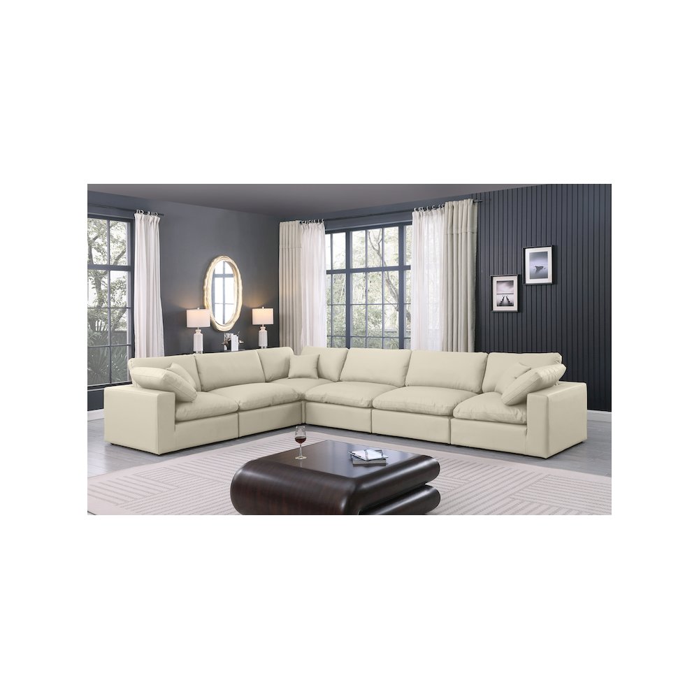Comfy Cream Vegan Leather Modular Sectional