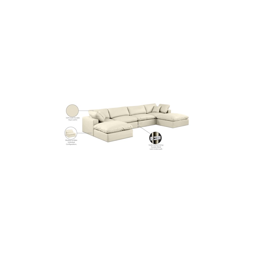 Comfy Cream Vegan Leather Modular Sectional