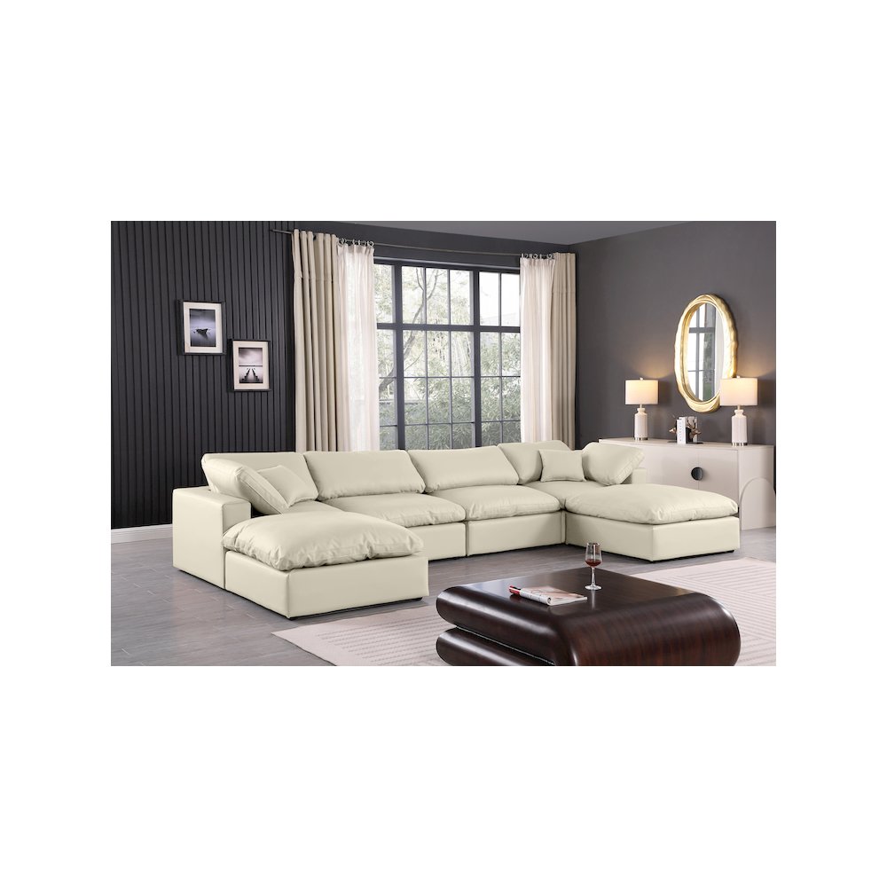 Comfy Cream Vegan Leather Modular Sectional