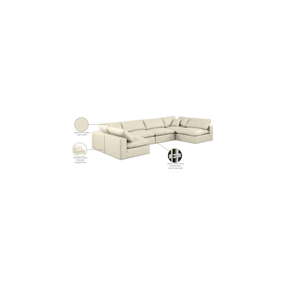 Comfy Cream Vegan Leather Modular Sectional