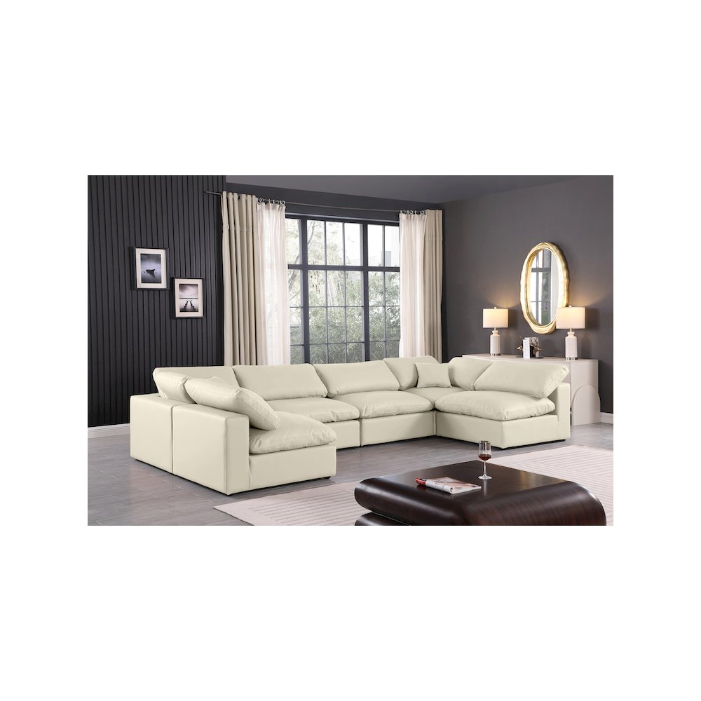 Comfy Cream Vegan Leather Modular Sectional