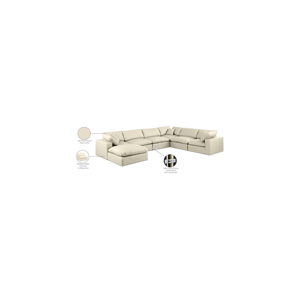 Comfy Cream Vegan Leather Modular Sectional