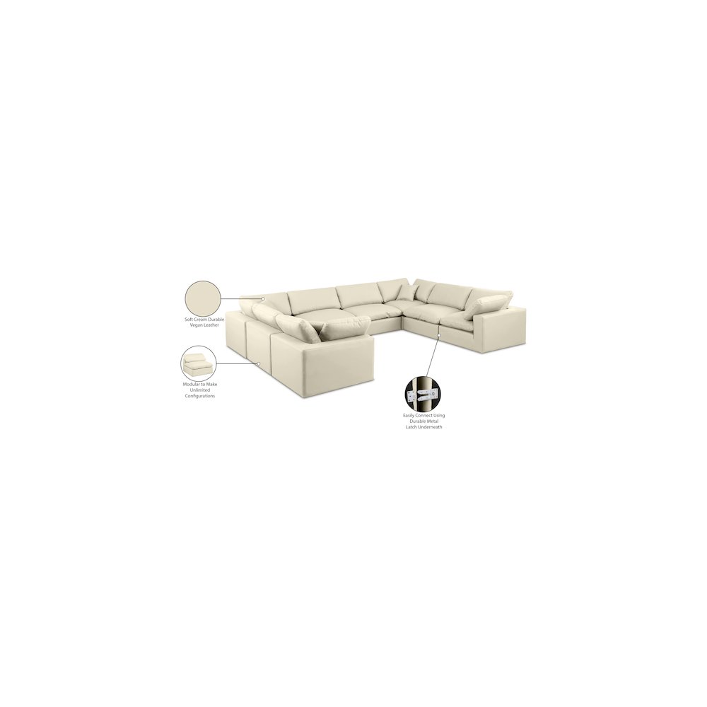 Comfy Cream Vegan Leather Modular Sectional