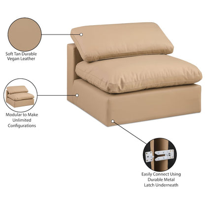 Comfy Tan Vegan Leather Modular Armless Chair