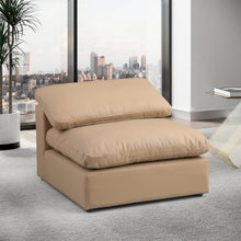 Comfy Tan Vegan Leather Modular Armless Chair
