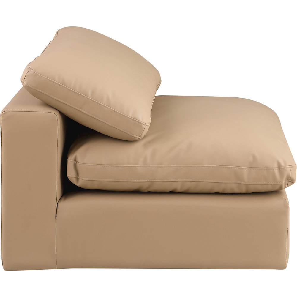 Comfy Tan Vegan Leather Modular Armless Chair